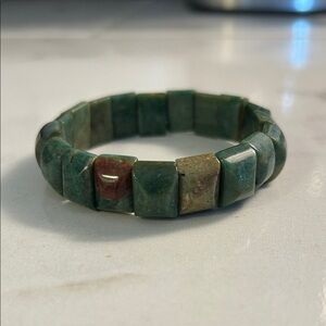 Polished Rectangular Fancy Jasper Gemstone Stretch Bracelet